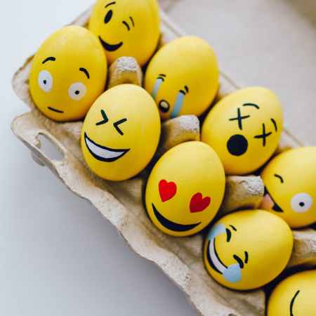 yellow paintedsmiley face eggs